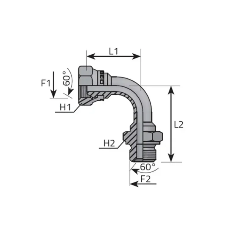 90° ADAPTOR MALE BSPP – SWIVEL FEMALE BSPP