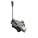 hydraulicplanet The BLB BF901 LEVER VALVE COMPLETE WITH BUILT-IN FLOW CONTROL features a black handle, multiple ports, and a metallic body for dependable hydraulic flow management, shown isolated on a white background.