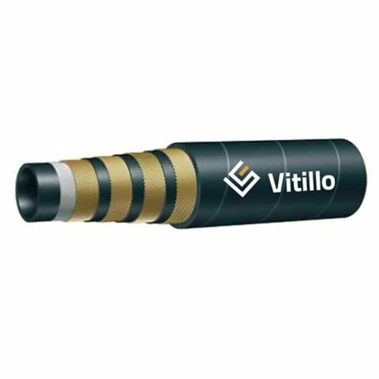 hydraulicplanet Cross-section illustration of a hydraulic hose, highlighting reinforcing layers and labelled with the VITILLO TEKNOSPIR 4SP logo.