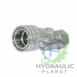 hydraulicplanet ISO A Agricultural Quick Release coupling in silver, shown with matching plug; the "Hydraulic Planet" logo appears partially at the bottom right—perfect for agricultural quick release uses.