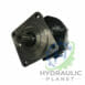 hydraulicplanet A CAST IRON PUMP featuring a splined shaft and mounting plate is displayed at an angle, with the Hydraulic Planet logo in the bottom right corner.