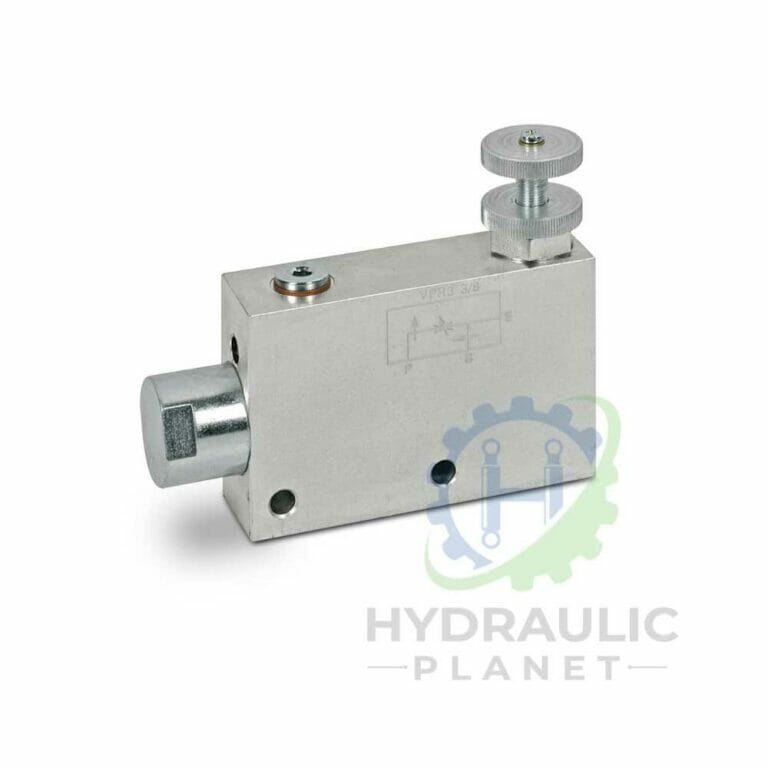 hydraulicplanet 90° Adaptor BSPP Male - BSPP Male with adjustment screws and a protruding hexagonal fitting, shown on a white background featuring the Hydraulic Planet logo.