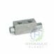 hydraulicplanet The SINGLE PILOT OPERATED CHECK VALVE features a metal block design with two threaded ports on top and one on each end, shown on a white background with the Hydraulic Planet logo.