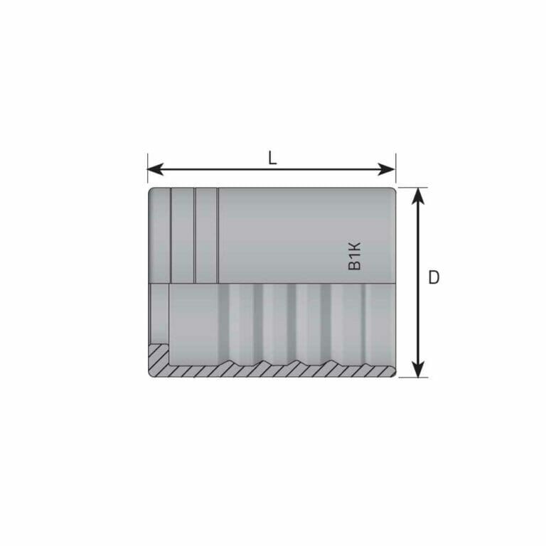 hydraulicplanet Technical drawing of the NON SKIVE FERRULE FOR 1SC, a cylindrical mechanical part, with labelled dimensions L (length) and D (diameter); section view displays the internal structure.