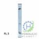 hydraulicplanet The image shows a FLUID LEVEL GAUGES FL SERIES vertical hydraulic oil sight gauge, labelled "FL 3" with MAX and MIN marks and the Hydraulic Planet logo in the bottom right corner—perfect for monitoring fluid levels.
