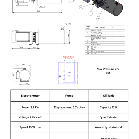 230V SINGLE PHASE POWER PACK- BLOCK P-T-2 220 v ac power pack spec sheet